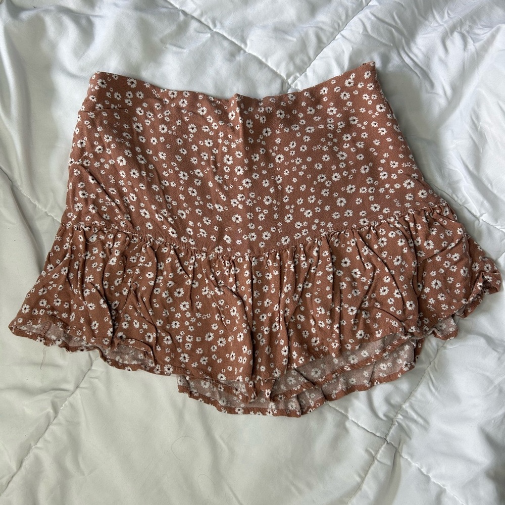 Ardene Brown Floral Mini Skort